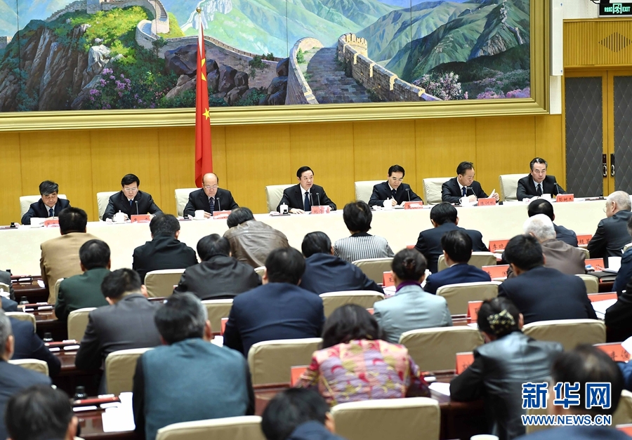 1月13日，中共中央政治局委員、中宣部部長、全國“掃黃打非”工作小組組長劉奇葆在北京出席第三十次全國“掃黃打非”工作電視電話會議。新華社記者 李濤 攝