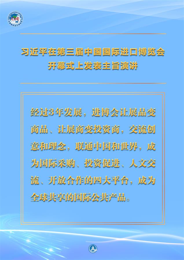 （圖表·海報(bào)）［第三屆進(jìn)博會(huì)］習(xí)近平在第三屆中國(guó)國(guó)際進(jìn)口博覽會(huì)開(kāi)幕式上發(fā)表主旨演講 （4）