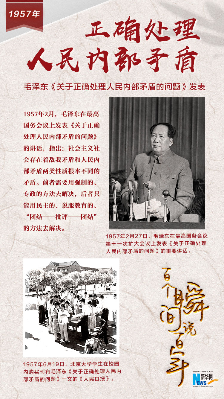 1957，正確處理人民內(nèi)部矛盾