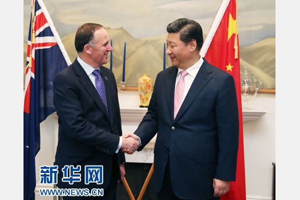 11月20日，中國(guó)國(guó)家主席習(xí)近平在惠靈頓同新西蘭總理約翰·基舉行會(huì)談。 新華社記者 馬占成 攝