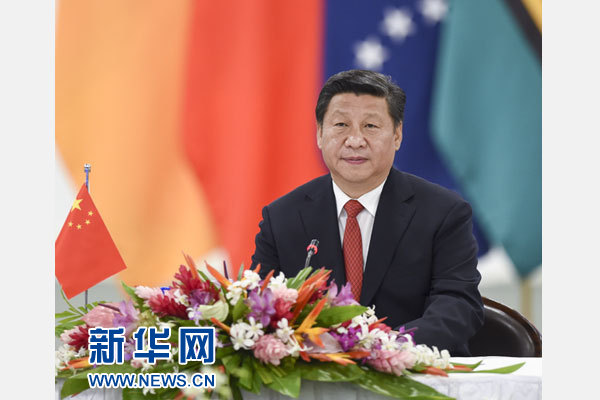 習(xí)近平主持會議并發(fā)表主旨講話。新華社記者 李學(xué)仁攝