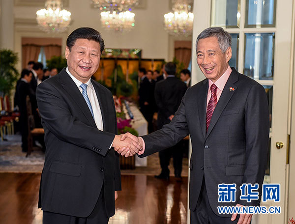 11月7日，國家主席習(xí)近平在新加坡同新加坡總理李顯龍舉行會談。 新華社記者 李學(xué)仁 攝