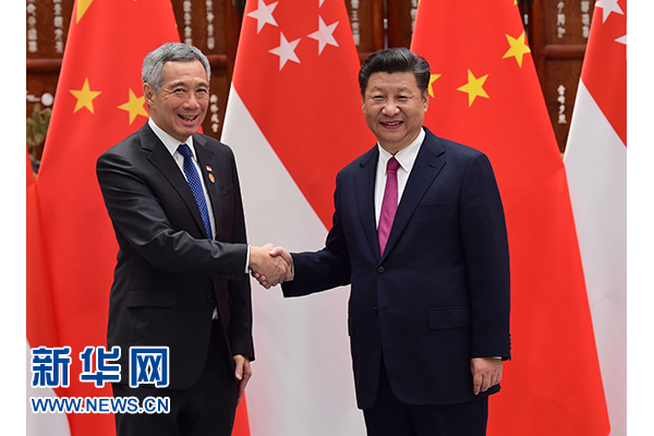 9月2日，國(guó)家主席習(xí)近平在杭州會(huì)見(jiàn)新加坡總理李顯龍。新華社記者張鐸攝