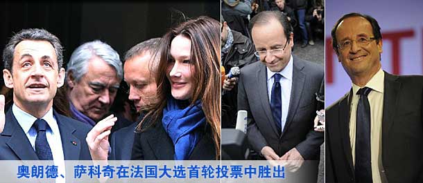 奧朗德、薩科奇在法國(guó)大選首輪投票中勝出