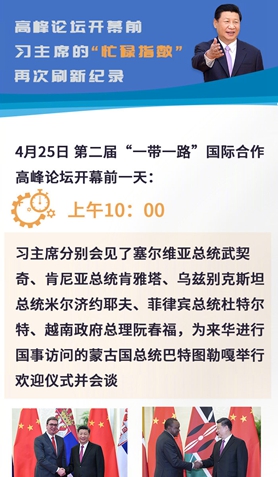 高峰論壇開幕前，習(xí)主席的“忙碌指數(shù)”再次刷新紀錄