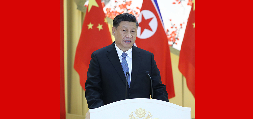 習(xí)近平出席朝鮮勞動黨委員長、國務(wù)委員會委員長金正恩舉行的歡迎宴會